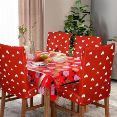 4Pcs Valentine’s Day Chair Covers Sweet Love Heart Dining Chair Slipcovers Red