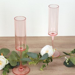 6 BLUSH Cylindrical 6 oz Reusable Plastic Champagne Flute Glasses Party Events