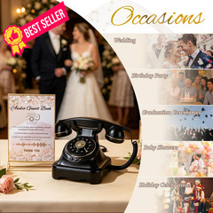 FiayaCom Audio Guest Book Wedding Phone with One-Touch Large Black+Sign