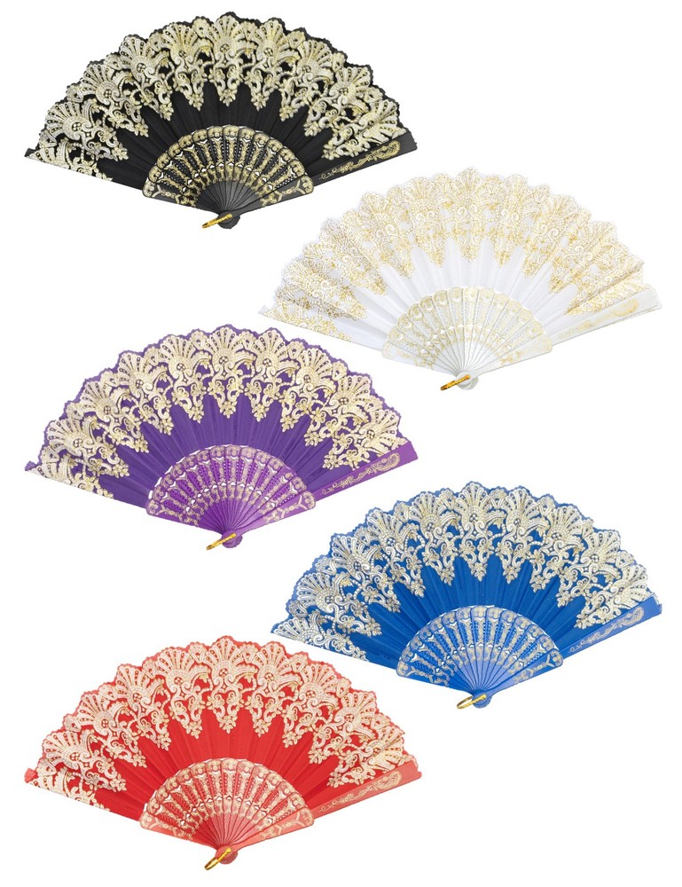 EOSAU Handheld Chinese Folding Fan Hand Fans for Women 5 Mixed Colors