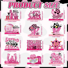 12 Pcs Cowgirl Western Table Decor Pink Wooden Centerpieces Bachelorette