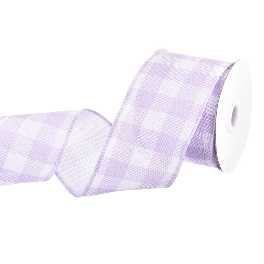 Plaid Check Ribbon, 2.5 Inch x 10 Yards Gingham Ribbon, Lavender Purple