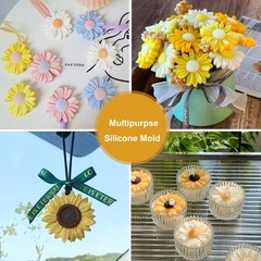 54Pack Silicone Flower Mold for Candles Set, 4pack Daisy Sunflower Molds with 50