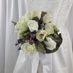 Tulip and Amethyst Garden Faux Silk Wedding Bouquet