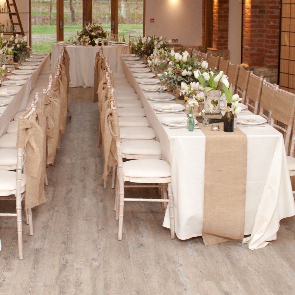 14″ Wide x108″ Long Burlap Table Runner NATURAL JUTE Serged Edges WEDDING USA