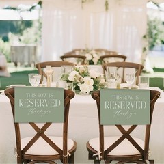 Sage Green Reserved Row Signs Wedding 4 Pieces This Row Is Reserved Seating
