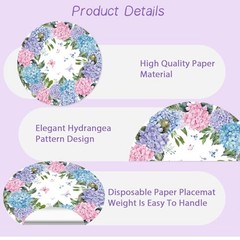 Paper Placemats Disposable 50 Pack Placemats 13.7 Inch Floral Place Hydrangea