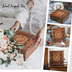 Bridal Shower Gifts Mr and Mrs Wedding Keepsake Box for Couples, Wooden Memory B