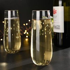 2PCS 100% Tritan Plastic Champagne Flutes,12 Oz stemless 2 Packs Tritan