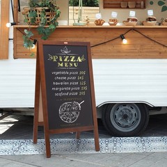 A Frame Chalkboard Sign, Double-Sided Sidewalk Signs, Freestanding Vintage Woode