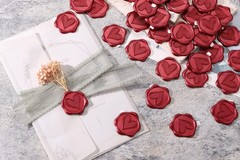 Yoption Heart Wax Seal Stickers, 50pcs Metallic Wine Red Self-Adhesive Envelo…