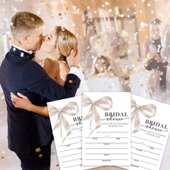 GOODBANER Pearls Bridal Shower Invitations, Pink Bow 4 x 6 inches, pink