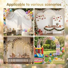 Toolterritary Set of 3 Metal Arch Backdrop Stand with 7.2ft+6.6ft+6ft White