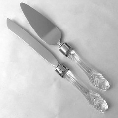 Waterford Wedding Cake Knife and Server Set Crystal Handles Serrated Knife
