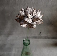 Handmade Paper Flower on stem (Gray Pattern No.3) for Wedding, St. Valentine’s