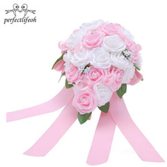 PE Foam Flower Artificial Water Drop Shaped Turquoise Royal Blue Bridal Bouquets