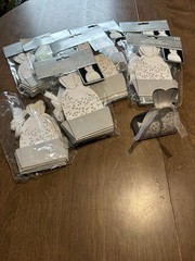 Wedding Engagement Favor Boxes Bridal Dress Silver & White 7 Packs of 10 NIB