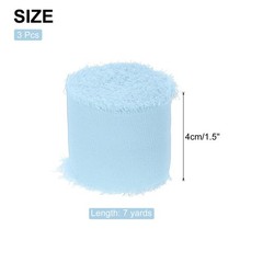 Chiffon Ribbon, 1.5″x7 Yard Silk Sky Blue Tulle Satin Fabric Ribbon,3pcs