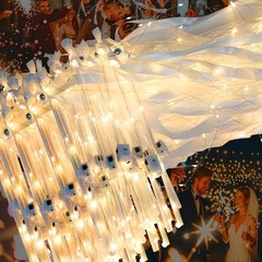 100PCS Light up Wedding Wands with Ribbons & Bells, Romantic 100 PCS, White