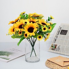 2 Yellow 13″ ARTIFICIAL Faux SILK SUNFLOWER Bouquets Wedding Party Decorations