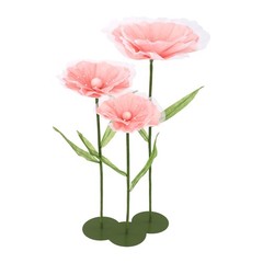 3pcs Artificial Handmade Free Standing Decoration Corn Poppy Flower Round Bases