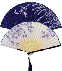 Bantoye 2 Pieces Handheld Fans, Silk Folding Fans with Bamboo Frames for…