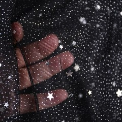 SAYUAN 54″ x 3 Yards Glitter Tulle Fabric Rolls Silver Stars 3 Yards, Black