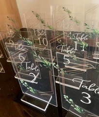 Table Numbers 1-20 Acrylic Wedding & Party Set / Stands Hand Painted