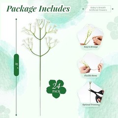 24PCS White Babys Breath Artificial Flowers,11» Elegant Faux 24-Baby Breath