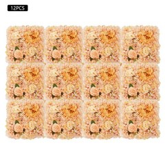 12 Pack Champagne Warm Tones Artificial Flower Panels Durable Fade Proof Decor
