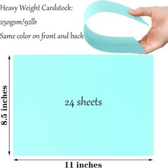 24 sheets Light Blue Cardstock Paper 8.5 x 11 x11 Inches,