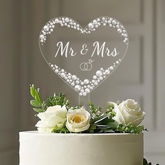 Coucoland Mr and Mrs Cake Topper 5.4 inches x 3.3 x 8.1 inches, White