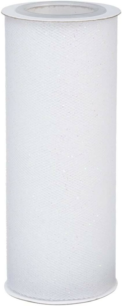 Darice 2913-50, Glitter Tulle Netting, Craft Supplies, White, 6″ x 10 yds (3 Pk)