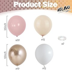 Dusty Pink Balloons, 60Pcs Pastel Light Pink and 12 inch 60pcs Pink White Gold