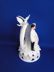 New Vintage Wilton Petite Double Rings Couple Wedding CakeTop, doves, 104-42420