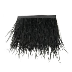 Black 39″ long Natural Ostrich Feathers Trim Satin Ribbon Decorations