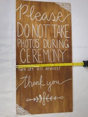 Custom Wedding Sign No Devices Photos During Ceremony Birch Plywood Lace 24×12
