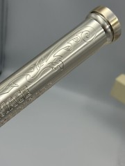 Vintage Silver Pewter Engraved Marriage Certificate Scroll Holder Tube In Box