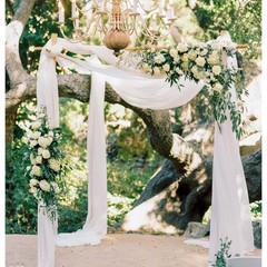 White Arch Drapes 2 Panels 6 Yards Sheer Backdrop Curtains for Parties Ceilin…