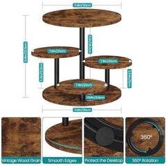 4 Tier Round Cupcake Tower Stand for 50 Cupcakes, 360° Rotating Wood Cake