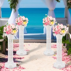 4PCS White Wedding Roman Column, Roman Columns Wedding Column Flowerpot Stand