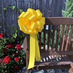 Big Decorative Yellow Pull Bows with Long Tails – 9″ Wide, Set of 6, Easter