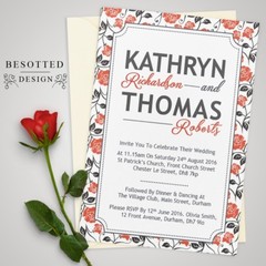 Personalised Wedding Day / Evening Invitations with Envelopes (W1)