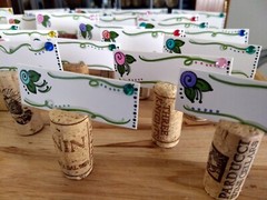 Whimsy Flower Shabby Chic Place Cards & Wine Cork Holders different Vineyards