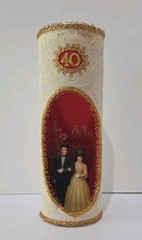 Vintage 40th Ruby Anniversary Couple Keepsake Display Lace Diorama Wedding Decor