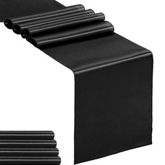 5-Pack Satin Table Runner Black 12 x 108 inches Long, Table Runners for Weddi…