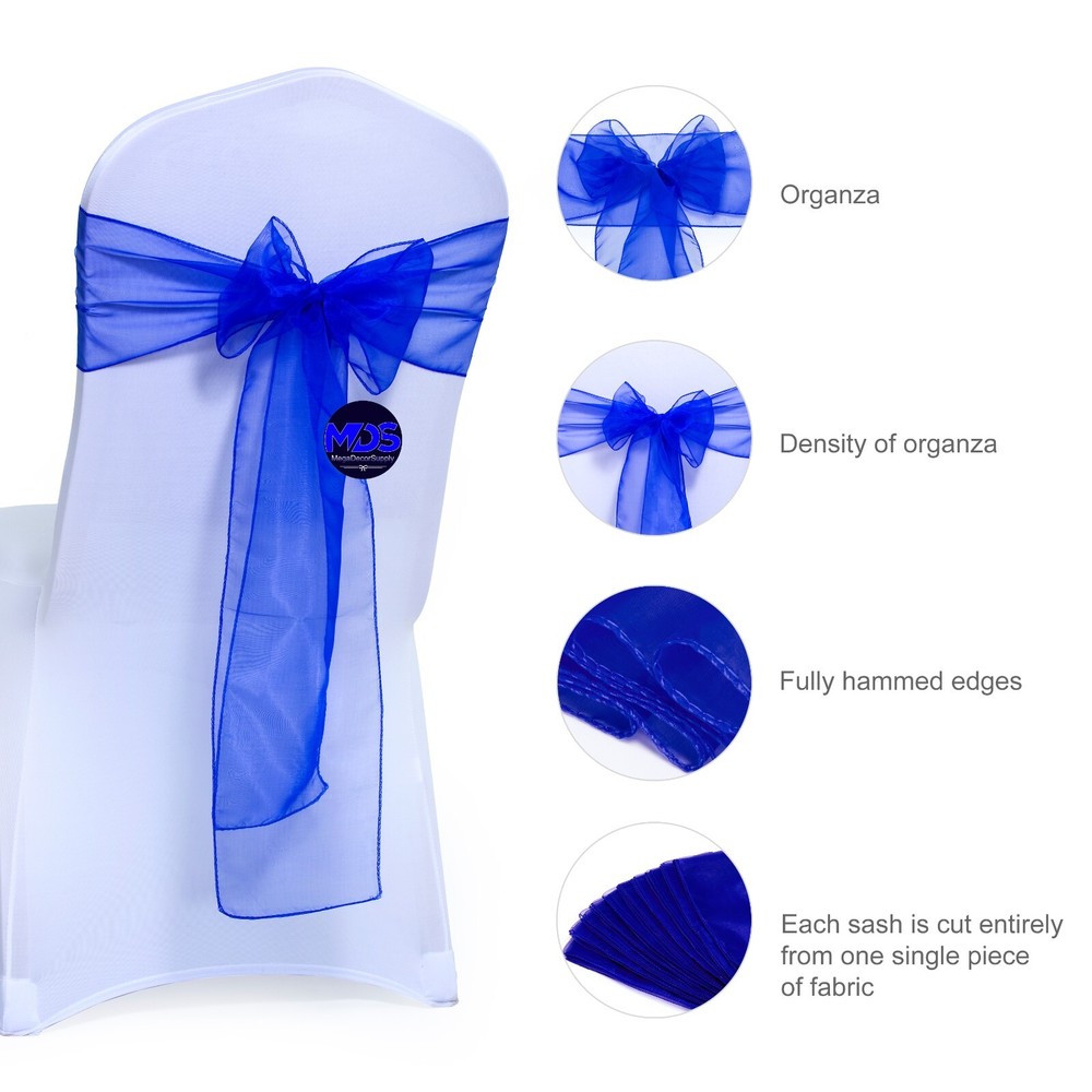 100 Royal Blue Organza Chair Sashes Chair Cover Wider Bows wedding party décor