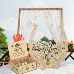 Wedding Guest Book Alternative, Wooden Western Cowboy Wedding Decorations for…
