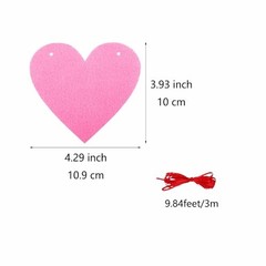 2 Pack Pink Heart Garland Felt Heart Banner Hanging Heart Garland for Romantic