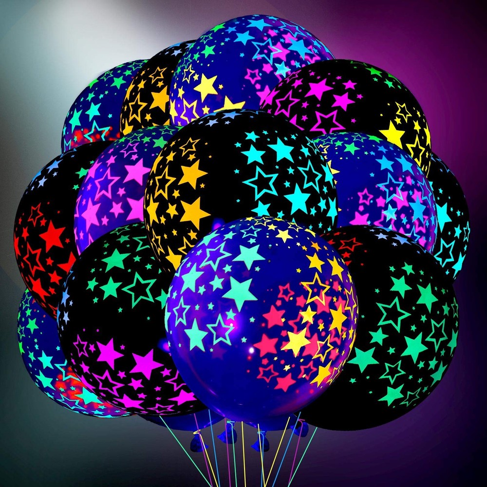 Chivao 50 Pieces Neon Glow Balloons 12 inches, Yellow,orange,green,purple
